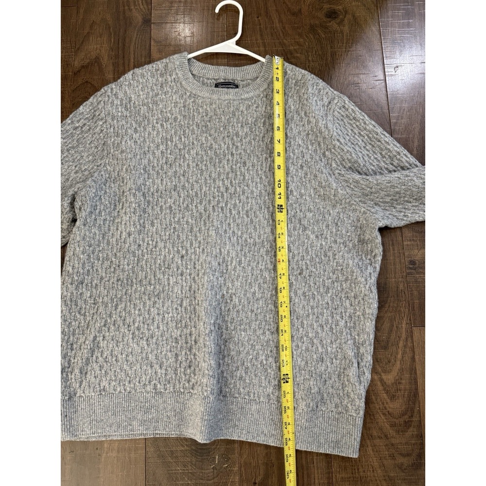 Abercrombie & Fitch Sweater Mens XXL ‎ Gray Cotton Cable Knit Crew Neck Pullover - Picture 4 of 5